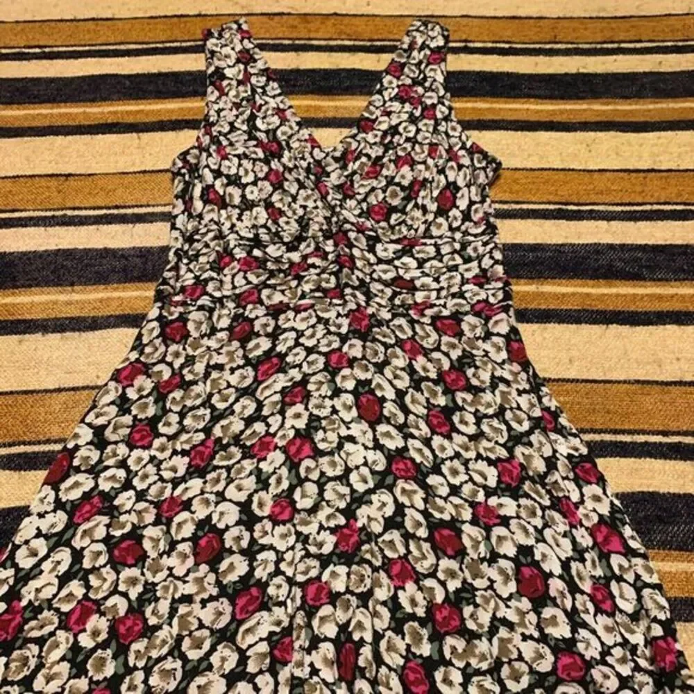 Vintage Y2K 90s Dress Floral Dainty Garden Cottagecore Karin Stevens‎ Sz 8 Midi